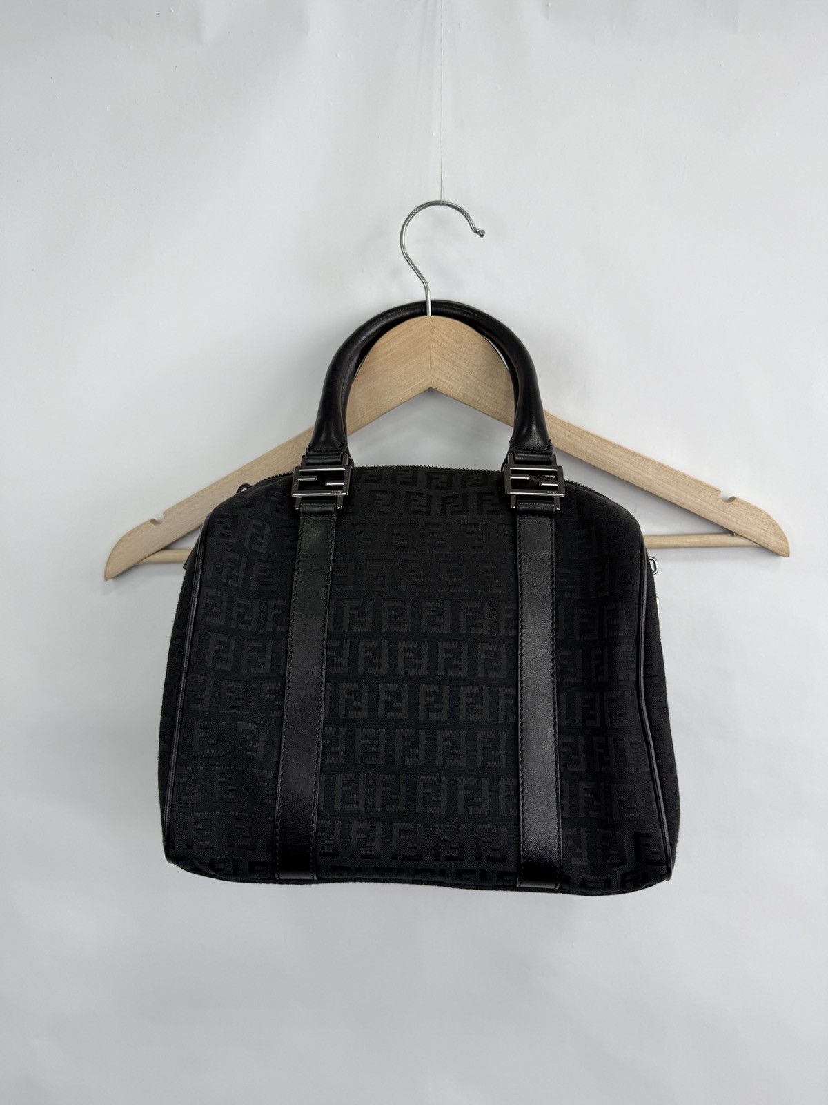 Fendi × Vintage FENDI Zucchino Mini Boston Bag Jacquard 8BL068 Black Handbag Size ONE SIZE - 14 Thumbnail