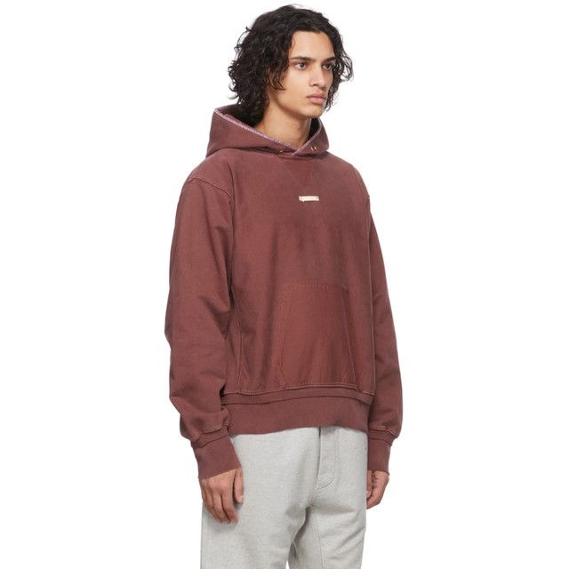 Maison Margiela Margiela Name Tag Hoodie - Washed Burgundy Cotton Size US L / EU 52-54 / 3 - 13 Thumbnail