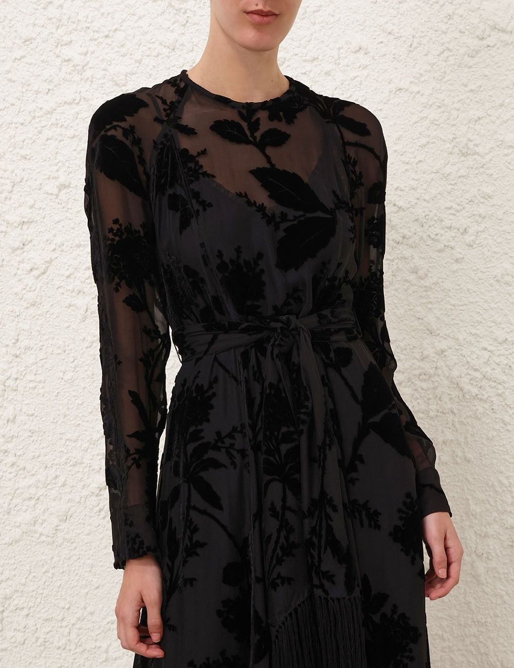 oc11z1025 Burnout Sheath Dress in Black