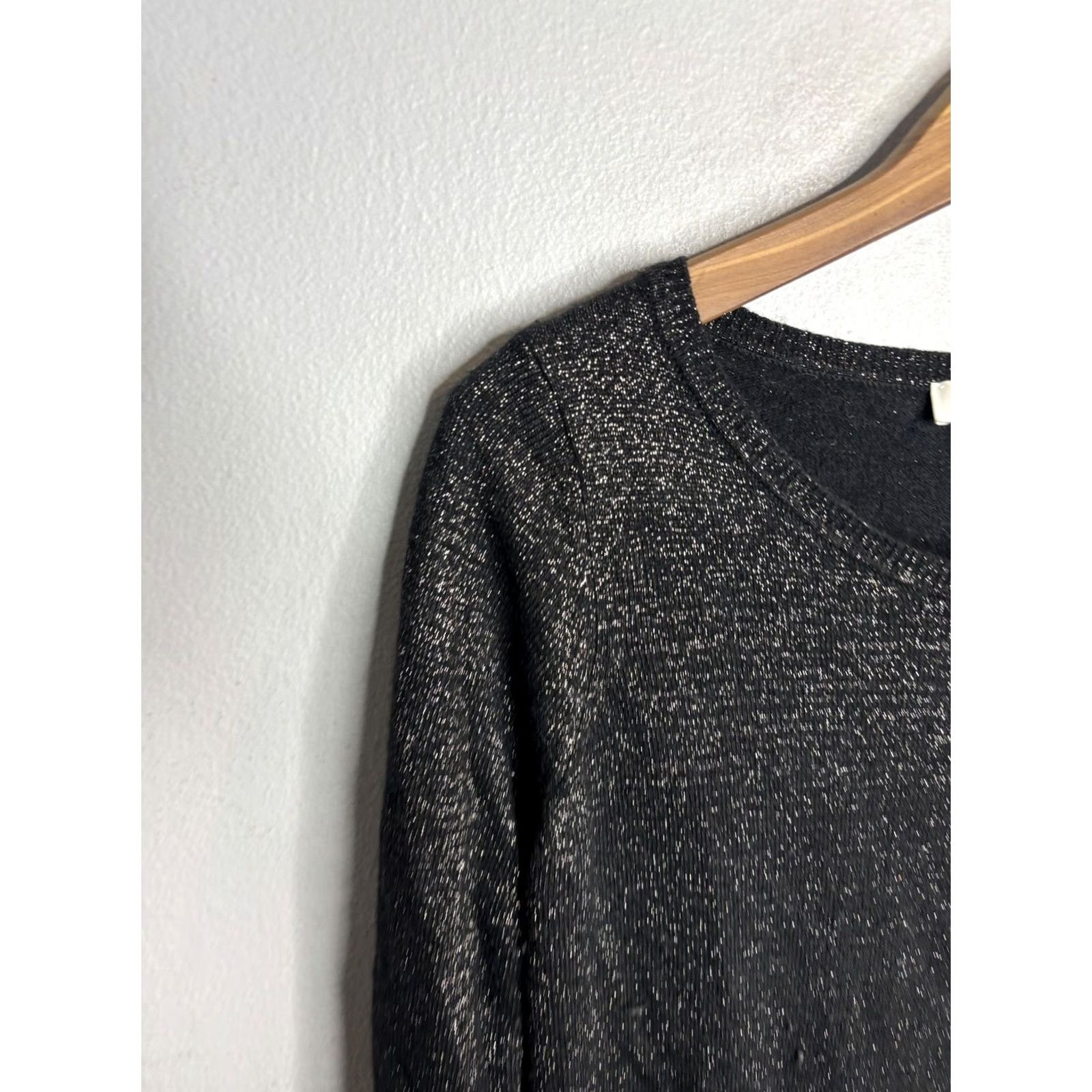 Sandro VINTAGE Sandro Sweater Dress? No, Sandro Sweater Dress Women Large Black Metallic Knit Long Sleeve Pockets Shimmer Size L / US 10 / IT 46 - 2 Thumbnail