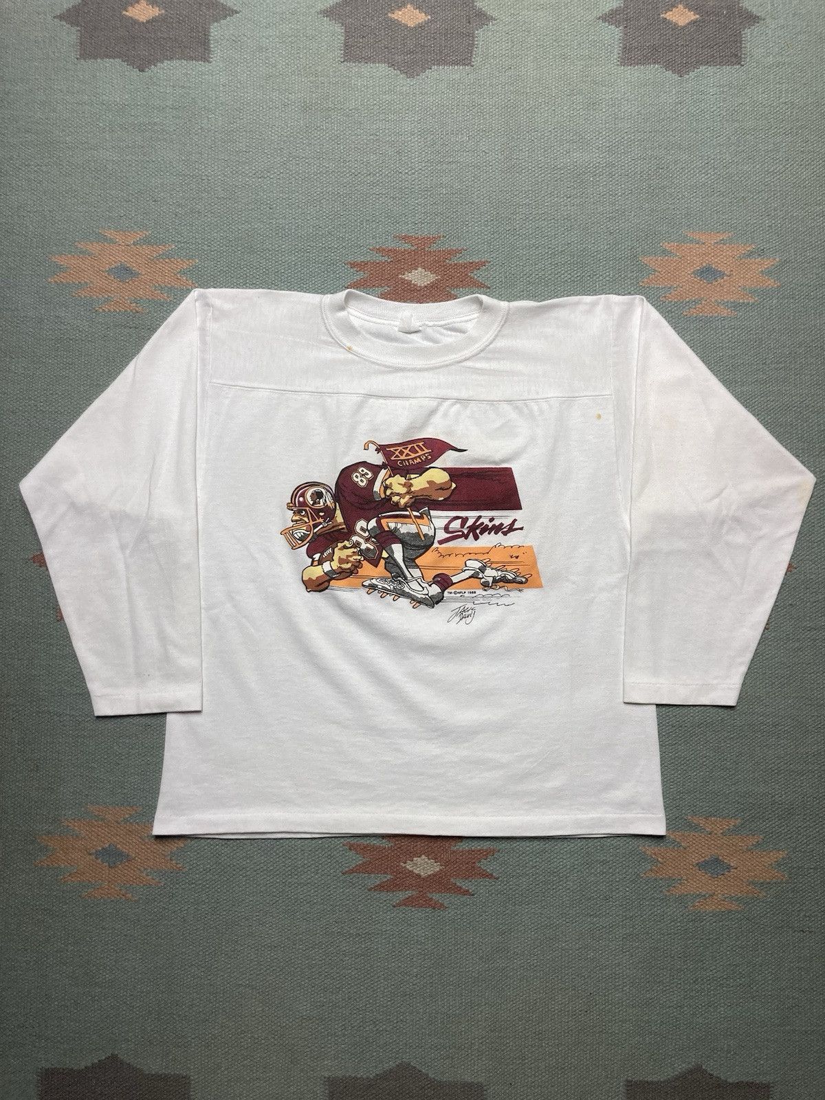 Vintage Vtg 80s graphic t shirt Washington redskins stained medium Size US M / EU 48-50 / 2 - 1 Thumbnail
