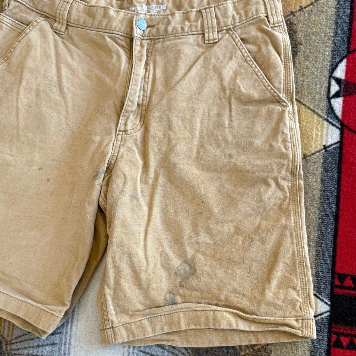 Carhartt VINTAGE Carhartt Carpenter Shorts Men 36 Brown 9” Inseam Workwear Weathered 90s Grunge Outdoors Casual Distressed Zip Regular Fit Size US 36 / EU 52 - 6 Thumbnail