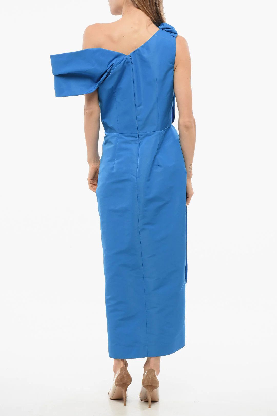Alexander McQueen og1mm0426 Midi Draped Dress in Light Blue Size M / US 6-8 / IT 42-44 - 2 Thumbnail