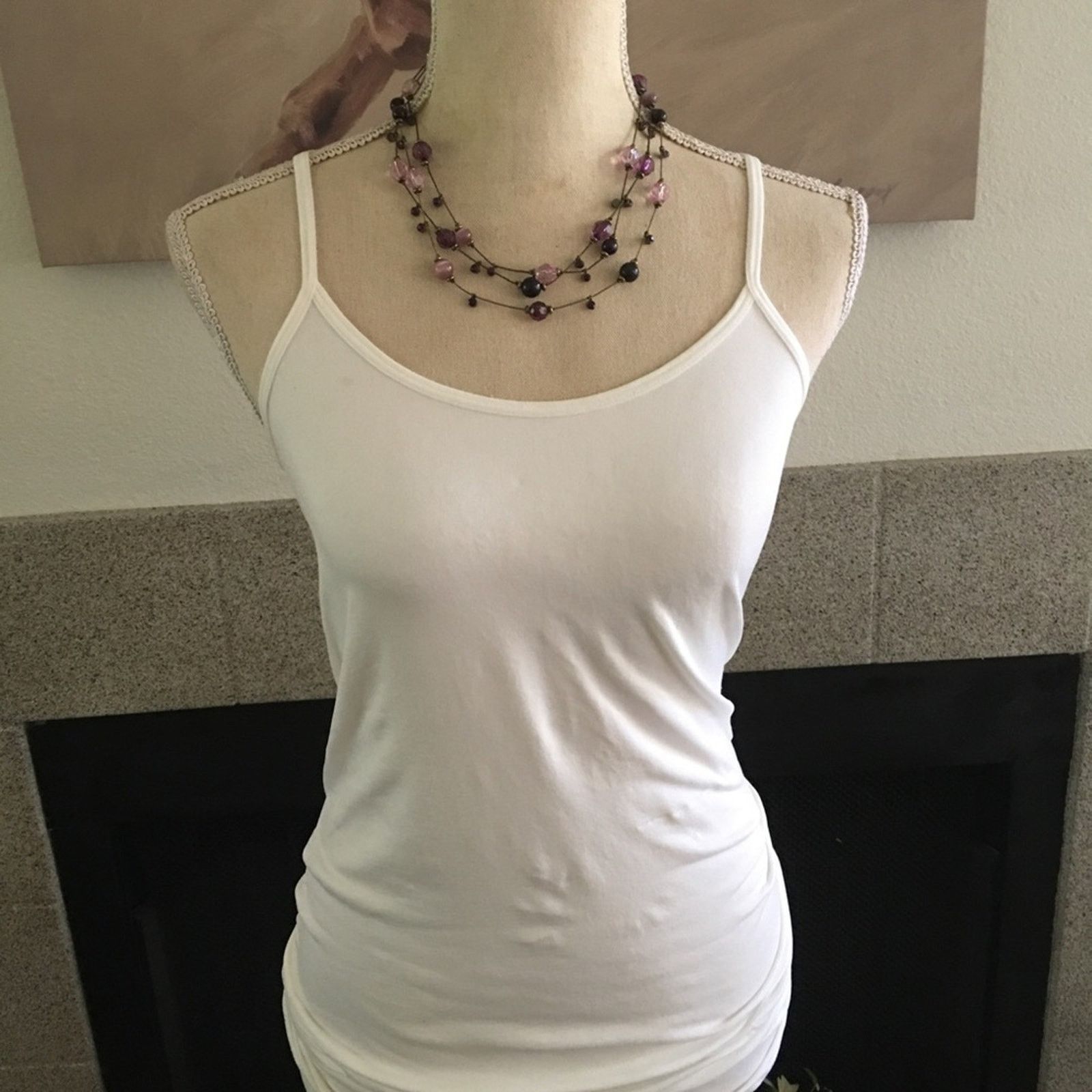 Jewelry Elegant triple strand purple tone glass bead stone necklace Size ONE SIZE - 3 Thumbnail