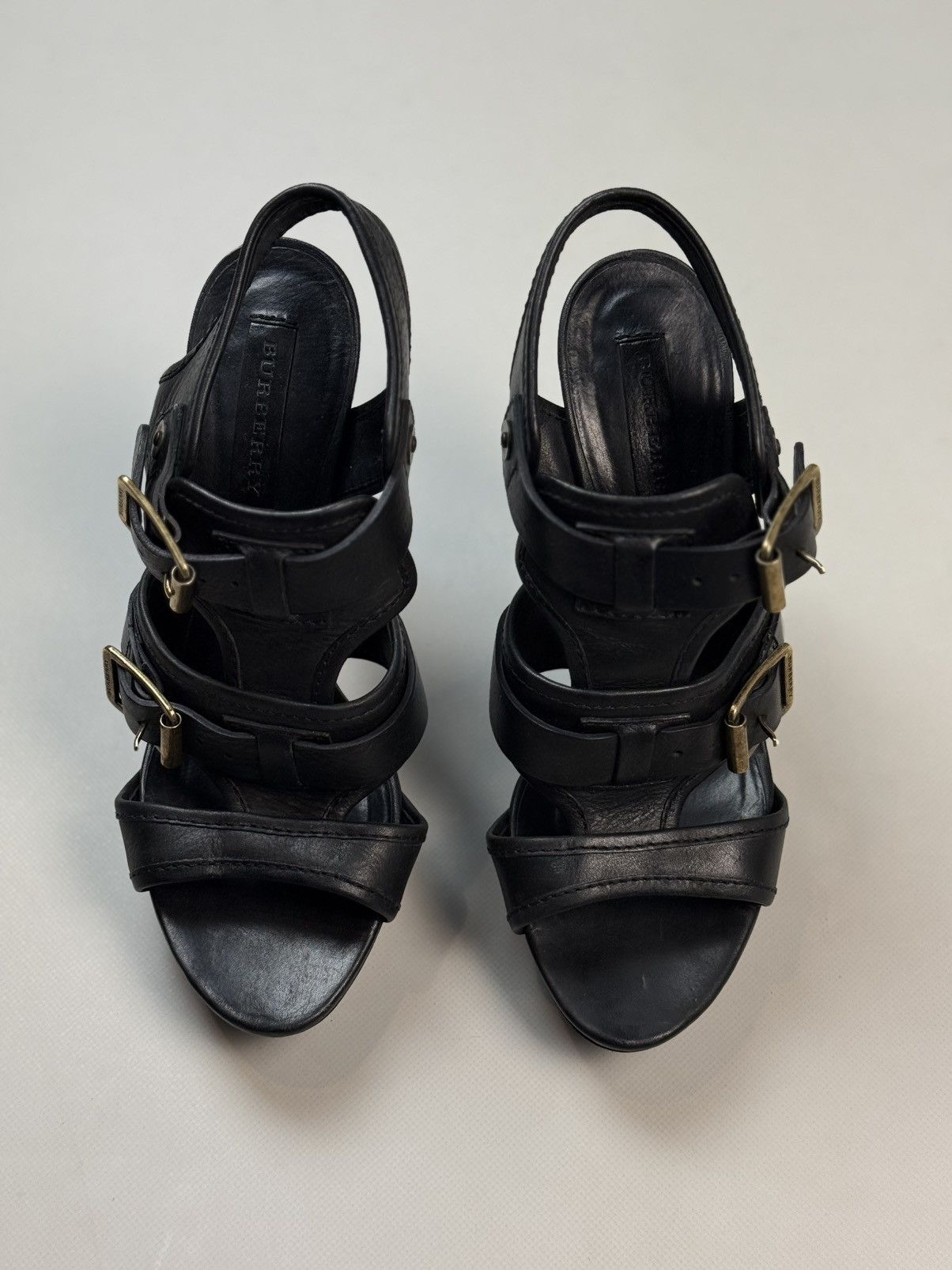 Burberry Burberry Black Leather Strappy Stiletto Buckle Heels Shoes Size US 10 / IT 40 - 7 Thumbnail