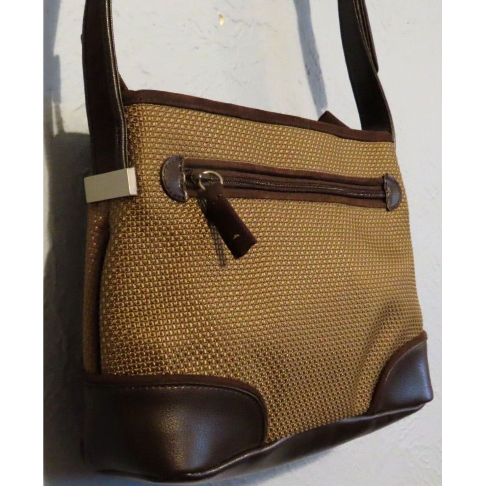 The Sak VINTAGE The Sak Crossbody Bag Small Leather Brown Woven 11x7.5x2 Purse Womens Size ONE SIZE - 2 Thumbnail