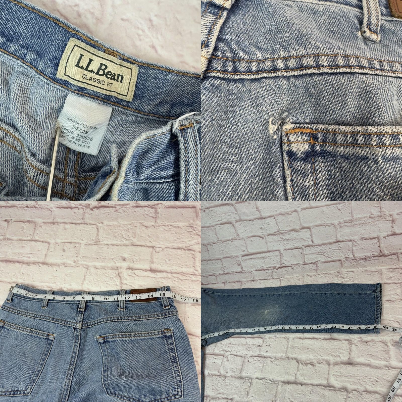 Vintage L.L.Bean Jeans Mens 32x27 Blue Classic Fit 100% Cotton Denim Pants Straight Leg Size US 32 / EU 48 - 8 Thumbnail