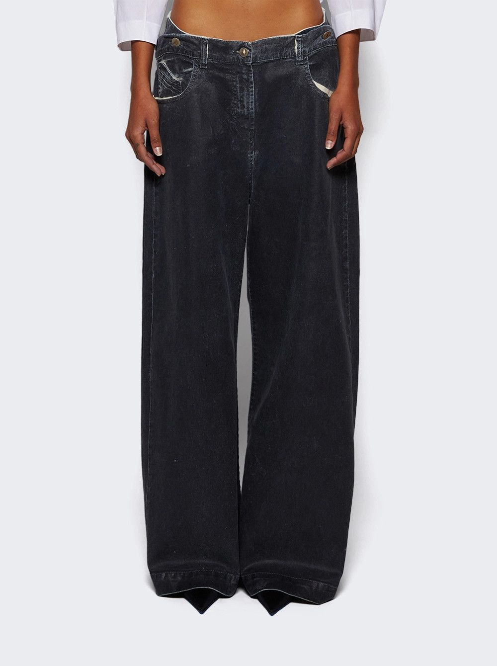 The Attico o1mle0526 Wide Leg Jeans in Navy Blue Size 29" - 3 Thumbnail