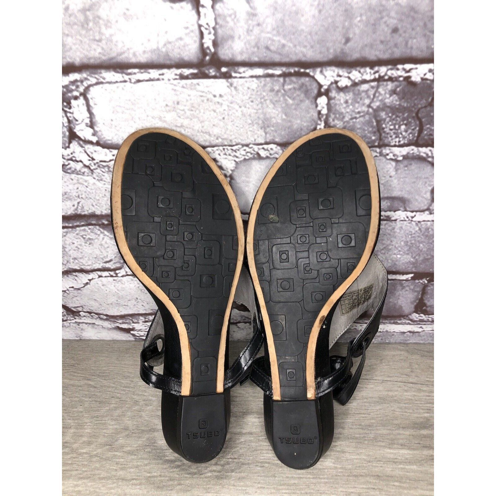 TSUBO TSUBO Black Leather Ankle Strap Wedge Thong Sandals Women’s Size US 6.5 / IT 36.5 - 10 Thumbnail