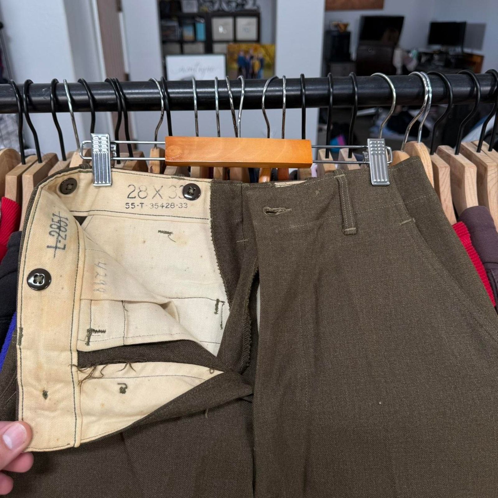 Other Vintage WW2 Era Wool Military Pants; Heavy and Baggy Fit Size US 26 / EU 42 - 4 Thumbnail