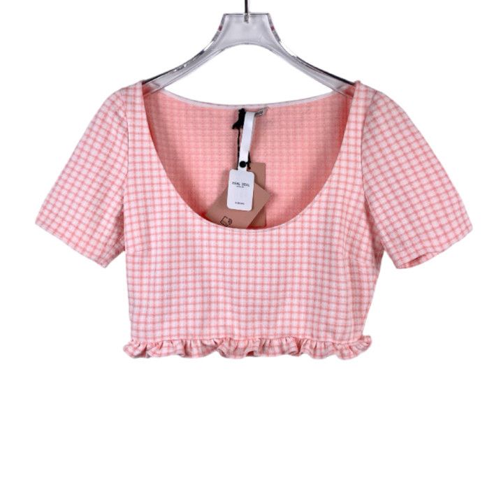 Miu Miu Miu Miu Pink Checkered Round Neck Short-Sleeve T-Shirt Size S / US 4 / IT 40 - 1 Thumbnail