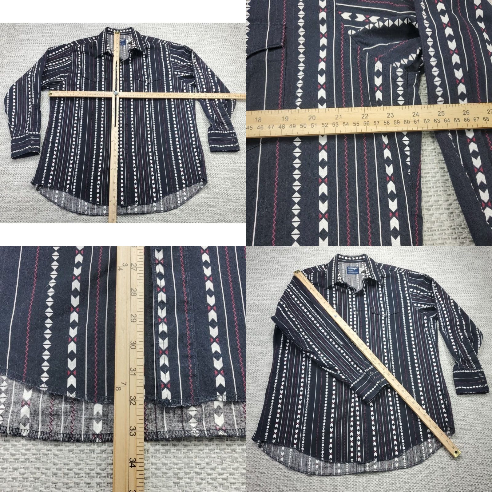 Wrangler VTG Wrangler Cowboy Cut X-Long Tails Aztec Print Long Sleeve Shirt Mens 17.5x34 Multicolor Geometric Button-Up Cotton Cotton Blend 80s 90s USA Mens Size US XXL / EU 58 / 5 - 8 Thumbnail