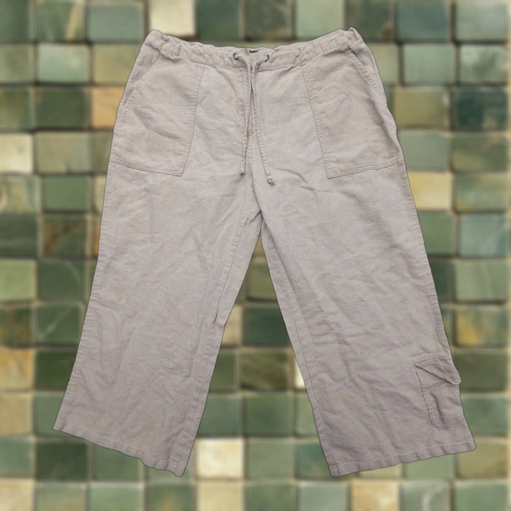 Eddie Bauer Eddie Bauer Capri Pants Womens 12 Petite Beige Cotton Linen Casual Gorp Size 34" / US 12 / IT 48 - 1 Thumbnail