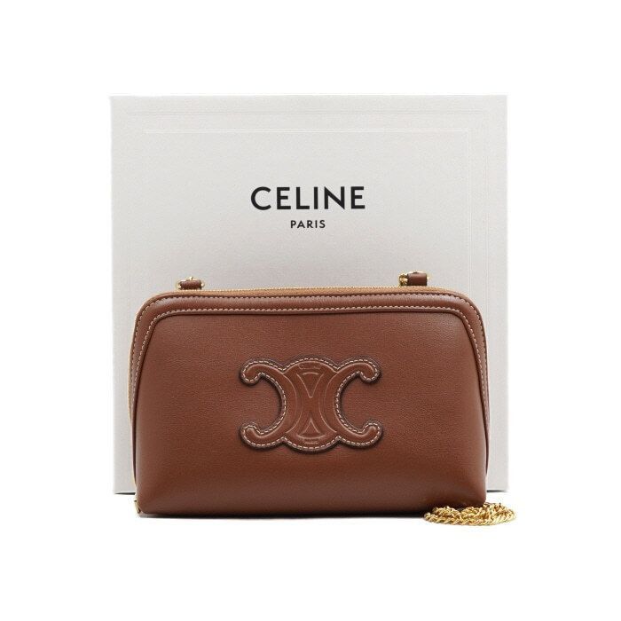 Celine Triomphe Quilted Gold Chain Clutch Shoulder Bag and Crossbod Size ONE SIZE - 1 Thumbnail