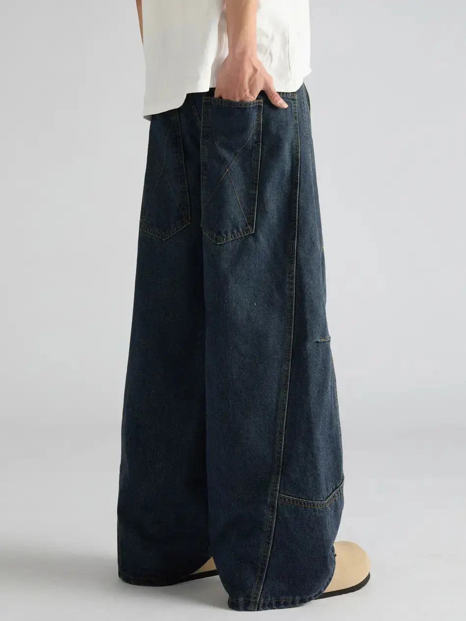 Japanese Brand Retro patchwork loose wide leg jeans Size US 32 / EU 48 - 6 Thumbnail