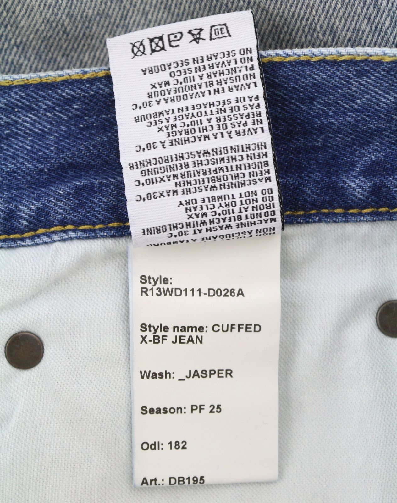 R13 CUFFED X-BF 29 Jasper Faded Blue 87197 Size 29" - 9 Thumbnail