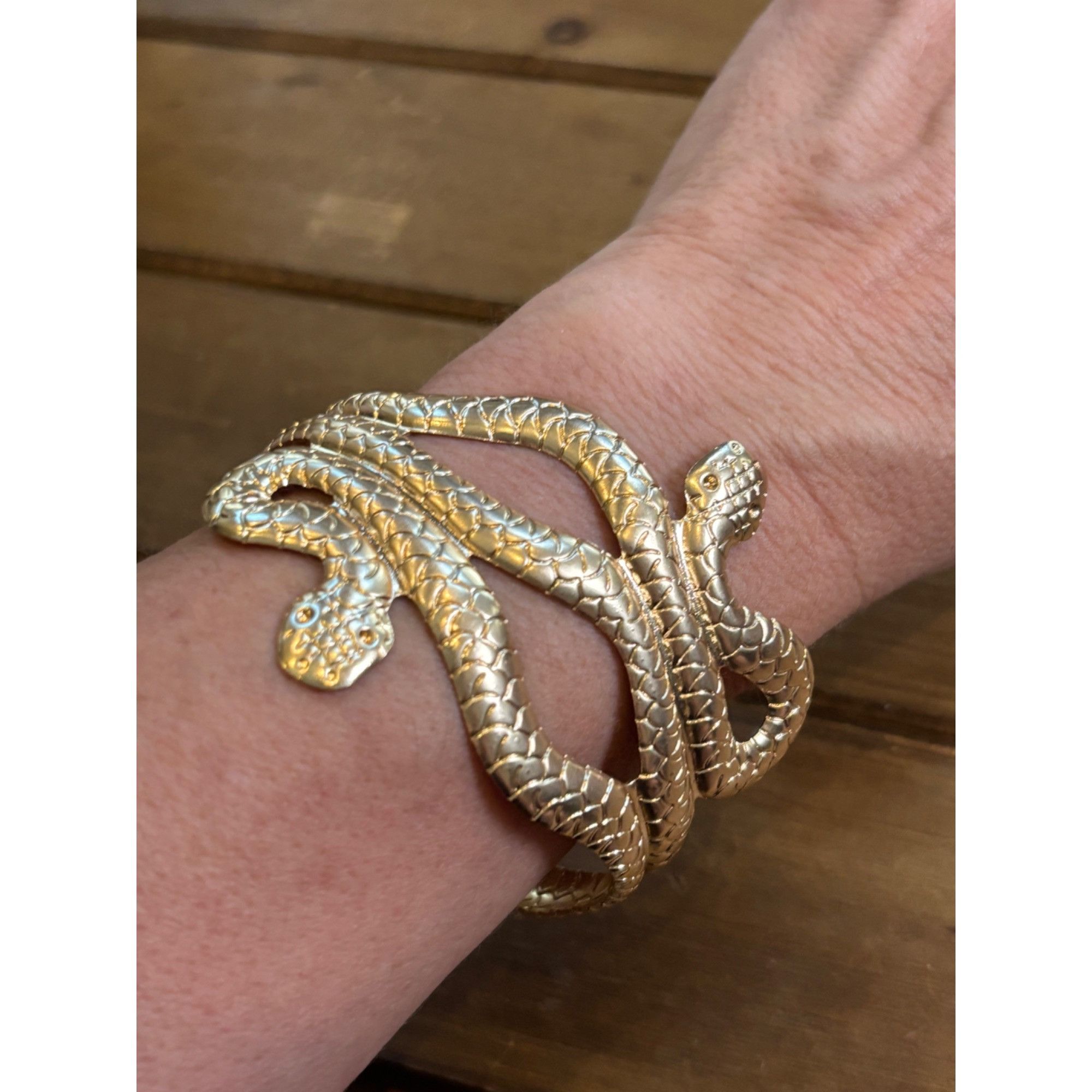 Other Gold Snake Cuff Bracelet Adjustable Size Textured Design Size ONE SIZE - 1 Thumbnail
