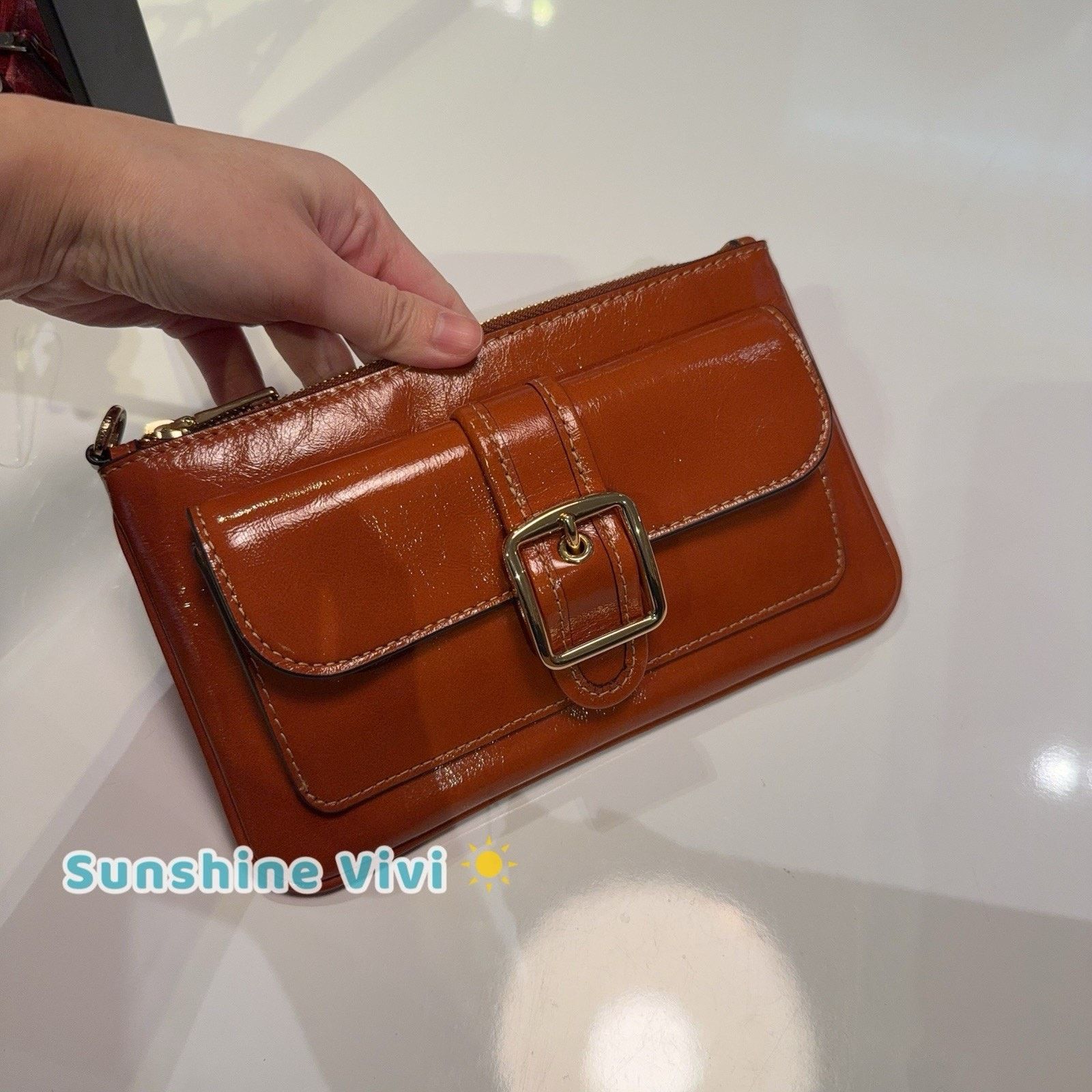 Coach NWT Coach Ashton Wristlet Shiny leather CDY04 Cinnamon Size ONE SIZE - 3 Thumbnail