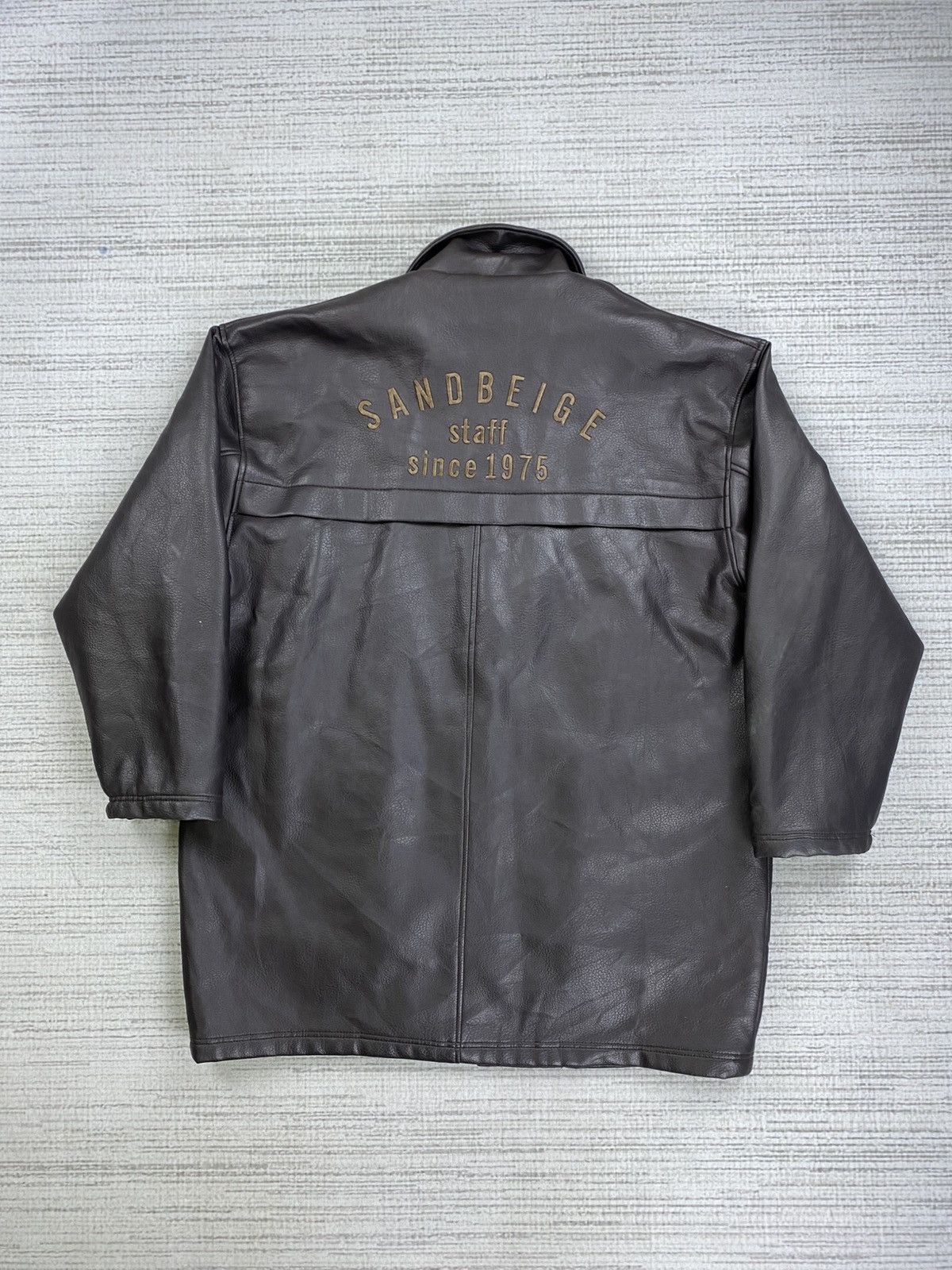 Designer × Vintage Vintage Sand Beige Embroidery Spellout Faux Leather Jacket Size US L / EU 52-54 / 3 - 2 Thumbnail