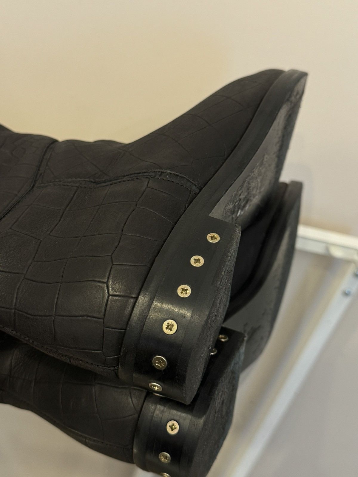 Lanvin Lanvin made in Italy leather crocodile style boots luxury Size US 7 / IT 37 - 7 Thumbnail