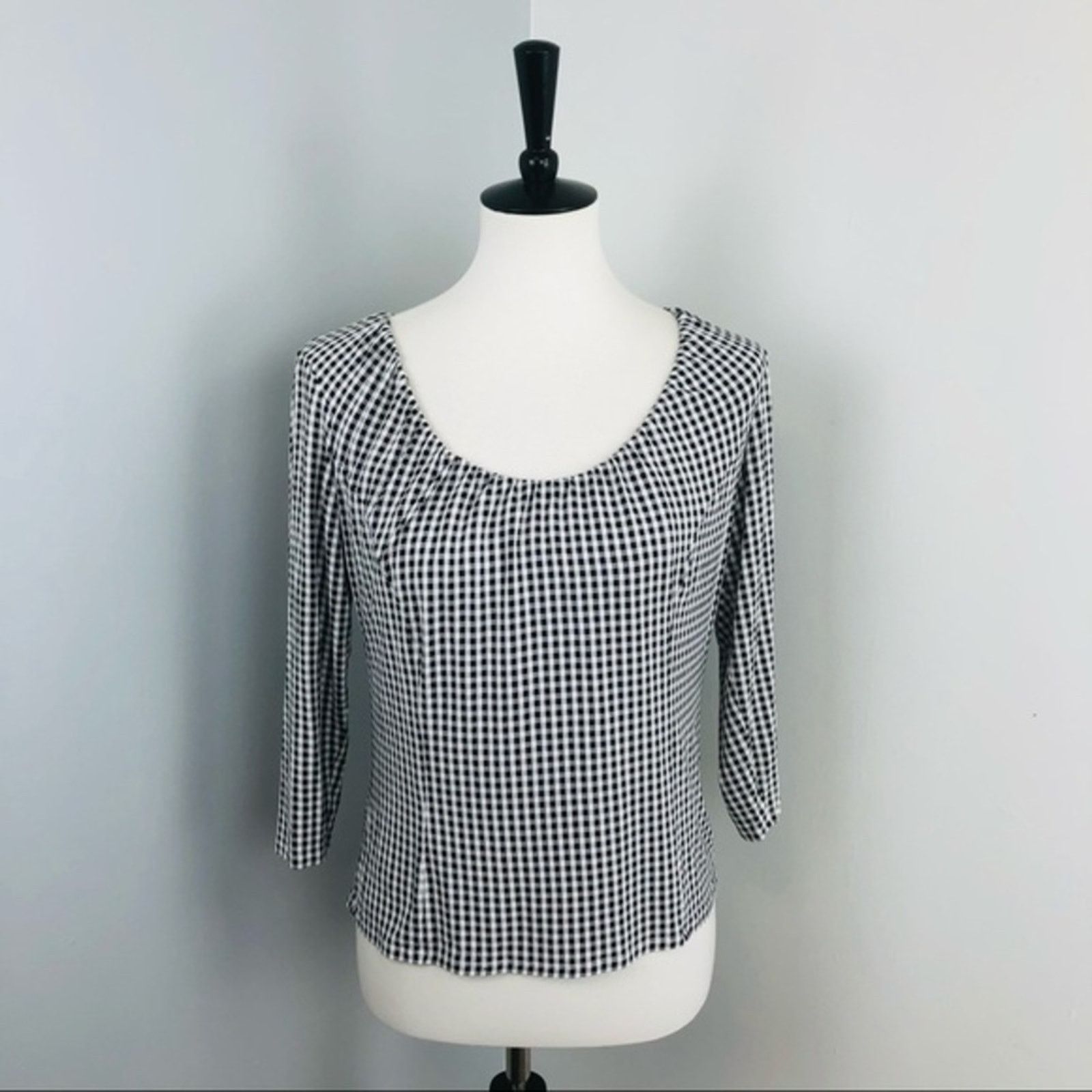 Max Mara MaxMara Weekend Gingham Jersey Stretch Top Blouse Size L / US 10 / IT 46 - 1 Thumbnail