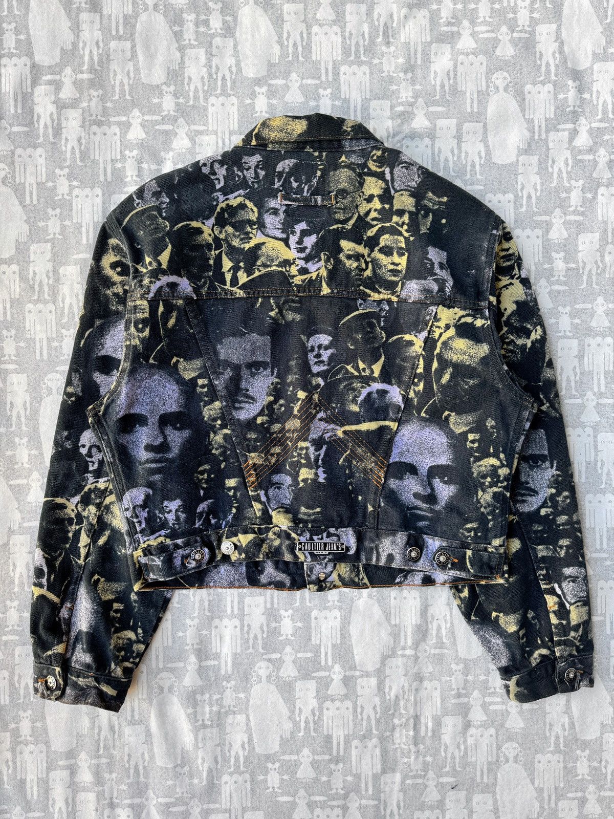 Jean Paul Gaultier AW92 Face Print Jacquard Trucker Jacket