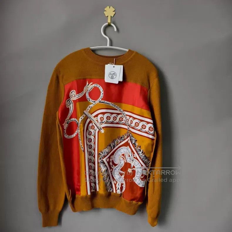 Hermes Hermes Brown Chain Logo Cashmere Sweater Size XXS / US 00 / IT 34 - 1 Thumbnail