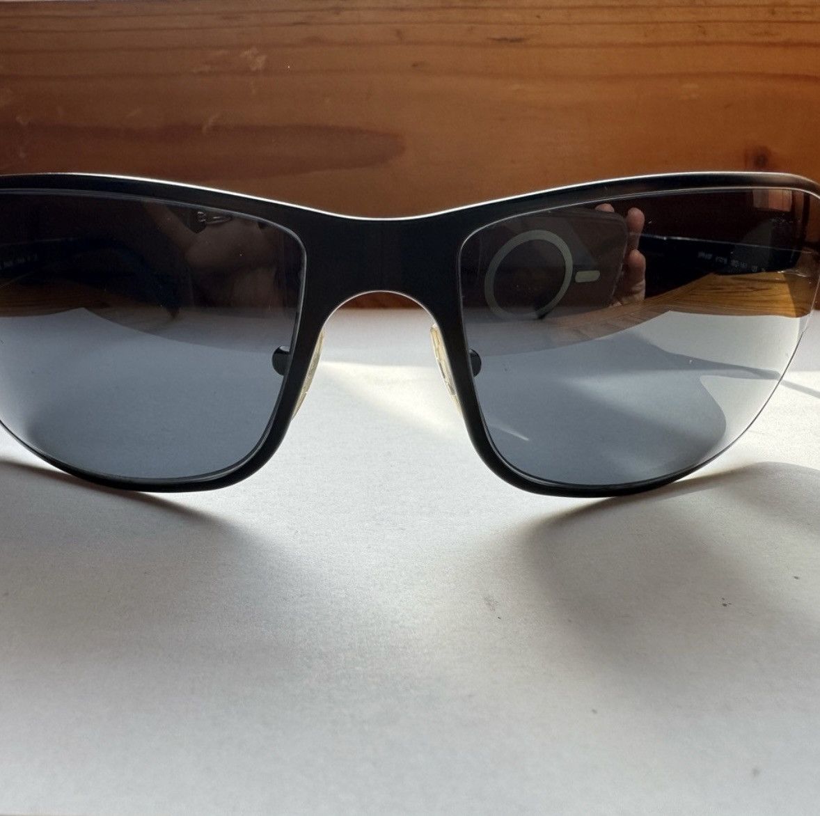 Prada Prada SPR 60F Aviator Sunglasses Black Metal Frame Size ONE SIZE - 5 Thumbnail