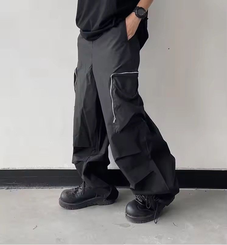 Japanese Brand Baggy Cargo Pants Straight Casual Harajuku Y2K Style Pockets Size US 27 - 3 Thumbnail
