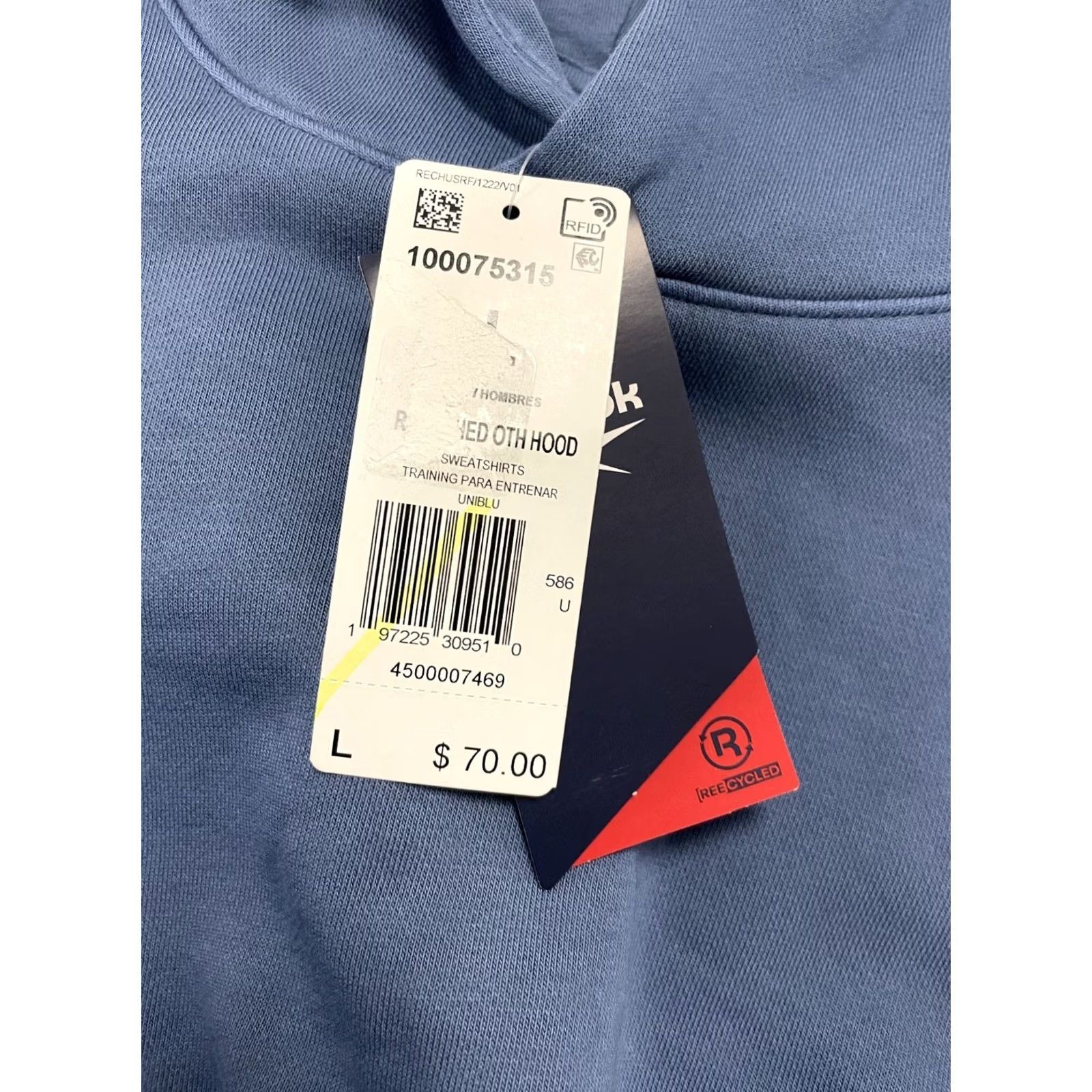 Reebok REEBOX HOODIE SWEATER PULLOVER BLUE LARGE MEN Oversized Long Sleeve Pullover Sweatshirt Size US L / EU 52-54 / 3 - 3 Thumbnail