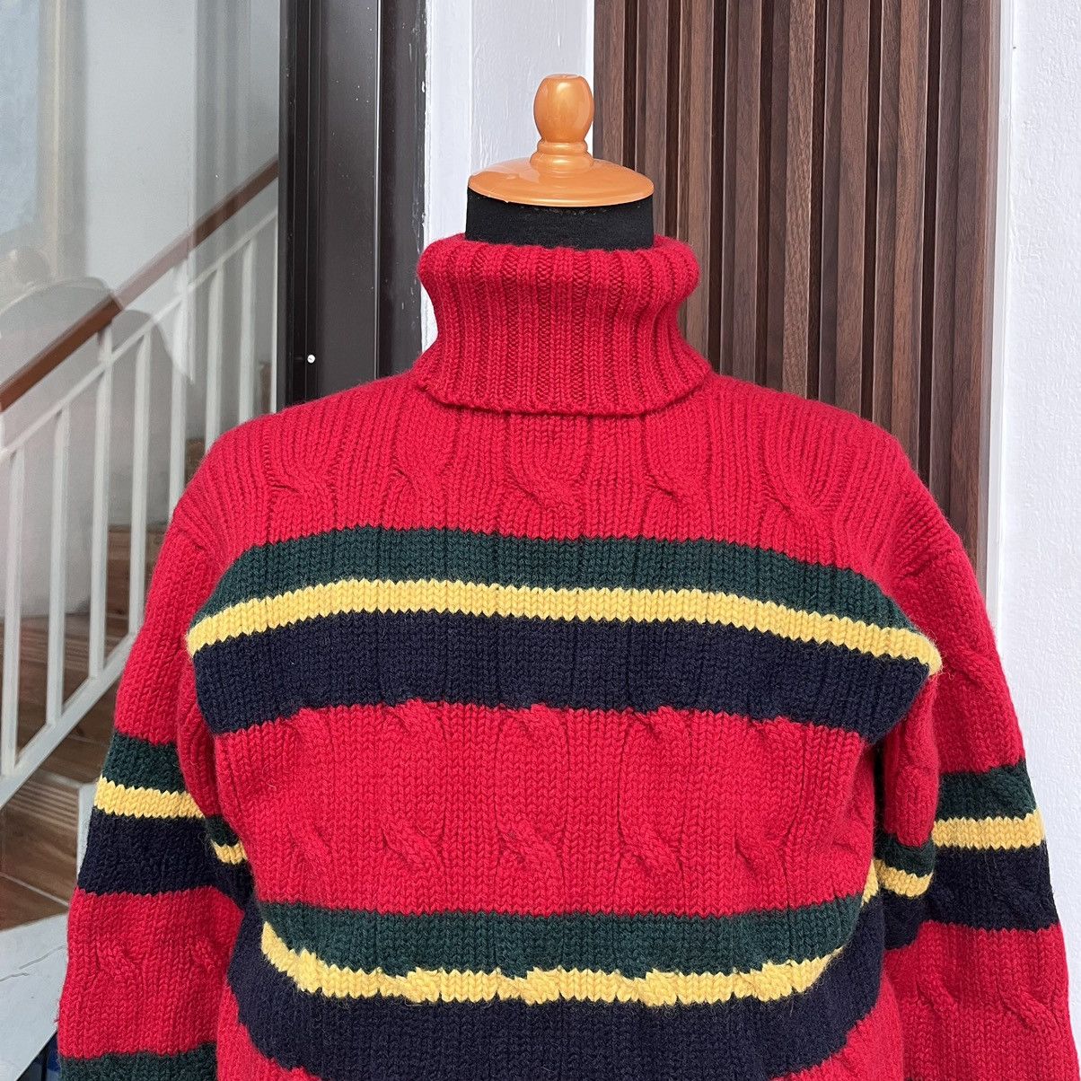 Polo Ralph Lauren × Vintage 🐻 90s Polo Ralph Lauren Turtle Neck Cabler Knitwear WOOL Size US S / EU 44-46 / 1 - 3 Thumbnail