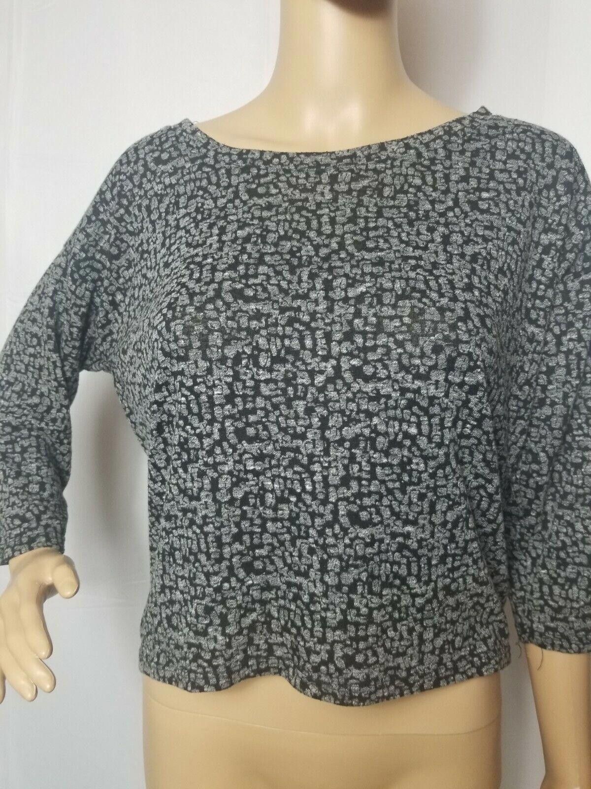 Designer XXI Womens Top Black with White Large Shirt Blouse Size L / US 10 / IT 46 - 8 Thumbnail