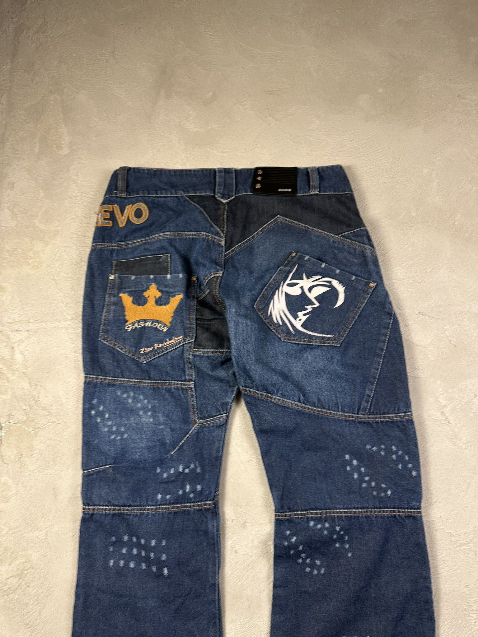 Japanese Brand Vintage Y2k Avant Garde Oversized Printed Hiphop Denim Pants Size US 36 / EU 52 - 9 Thumbnail