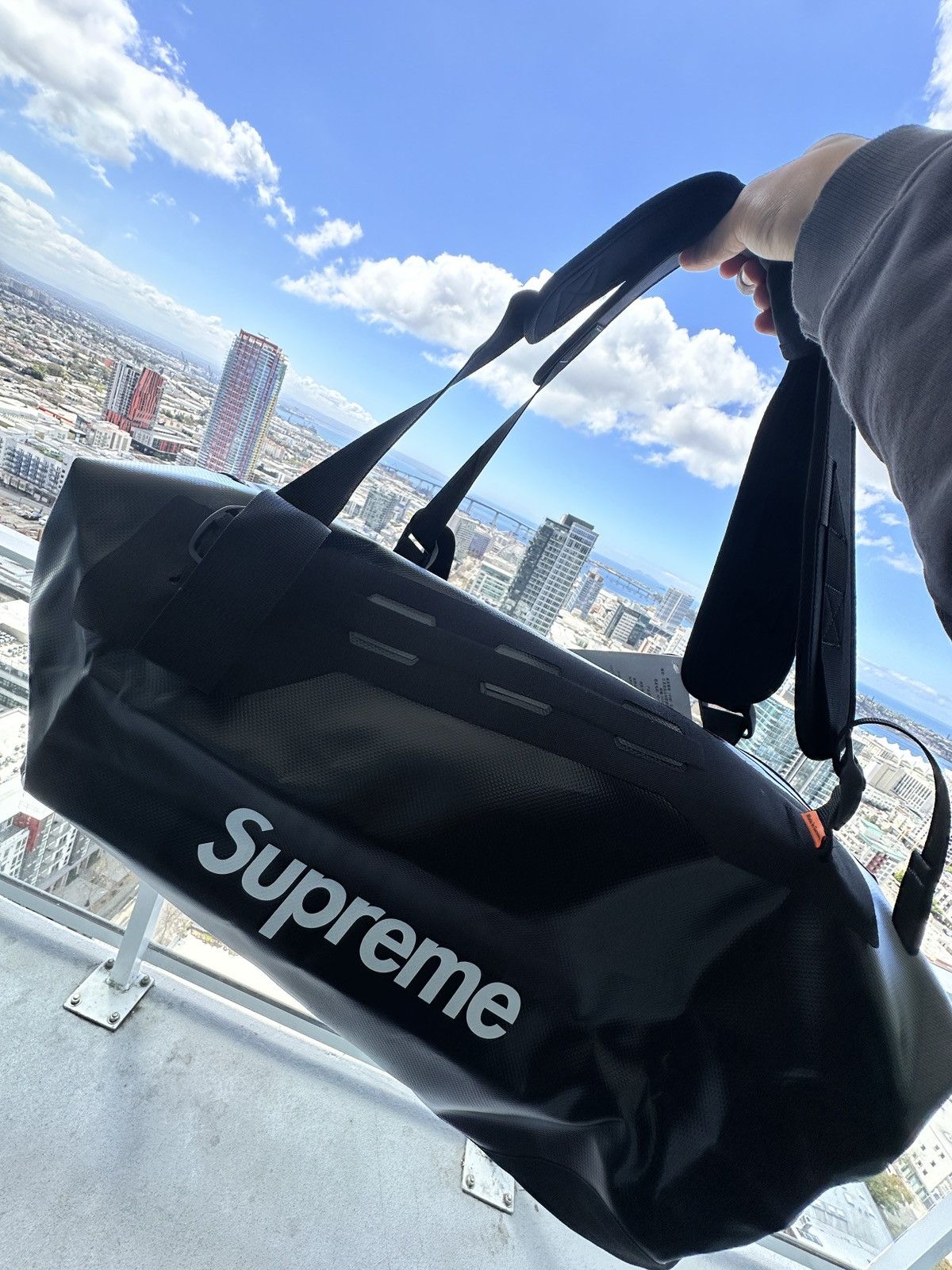 image of Supreme X Ortlieb Duffle Bag in Black, Men's
