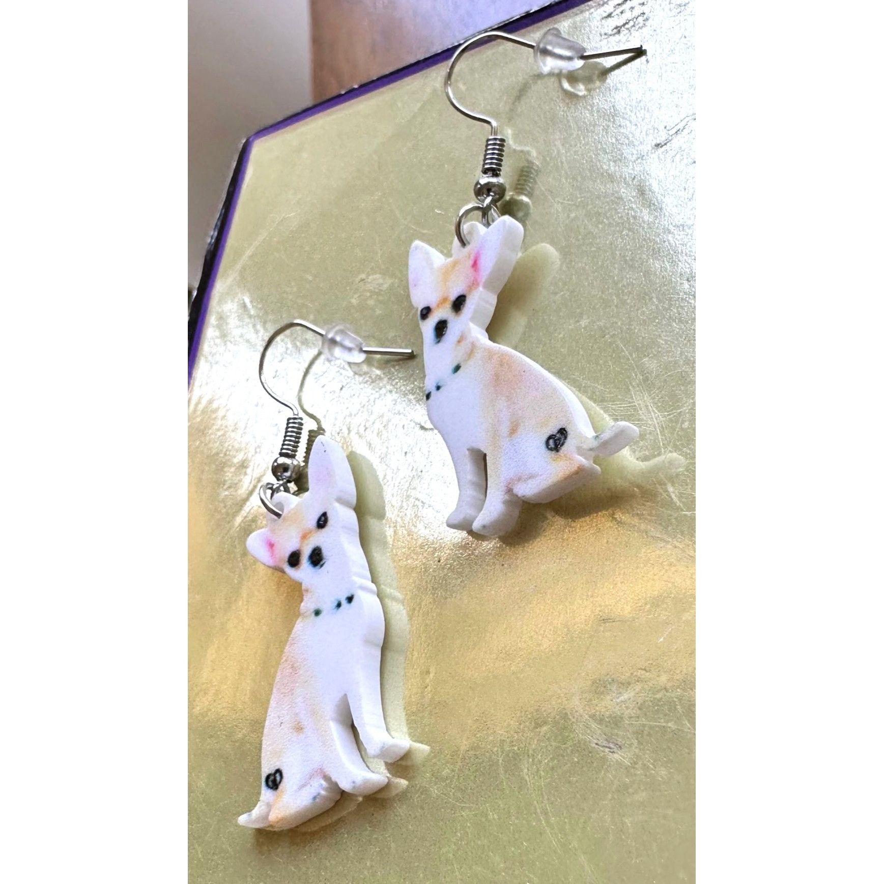 Handmade Chihuahua Earrings Dog Mom Animal Rescue Pets Dangle Hooks N Size ONE SIZE - 7 Thumbnail
