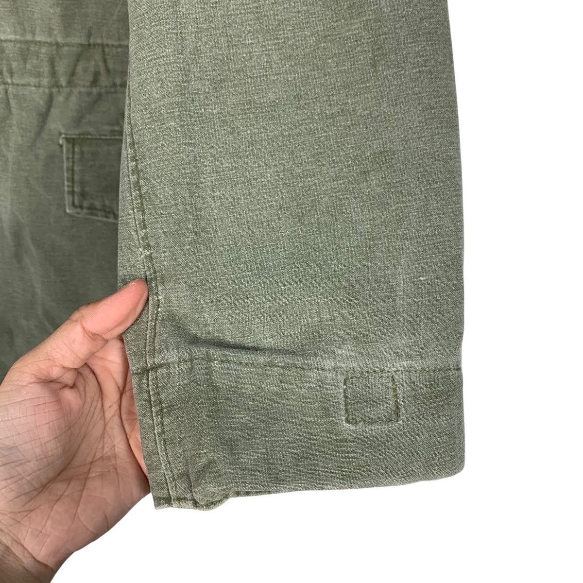 Japanese Brand VOCEVER Light Wash Olive Green Chore Jacket #1826-C27 Size US M / EU 48-50 / 2 - 13 Thumbnail