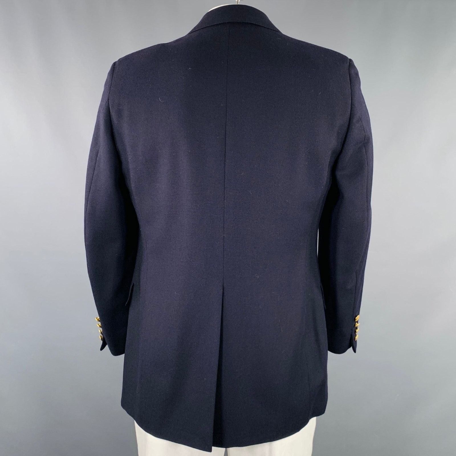 Aquascutum AQUASCUTUM Size 42 Navy Wool Single Breasted Sport Coat Size 42R - 3 Thumbnail