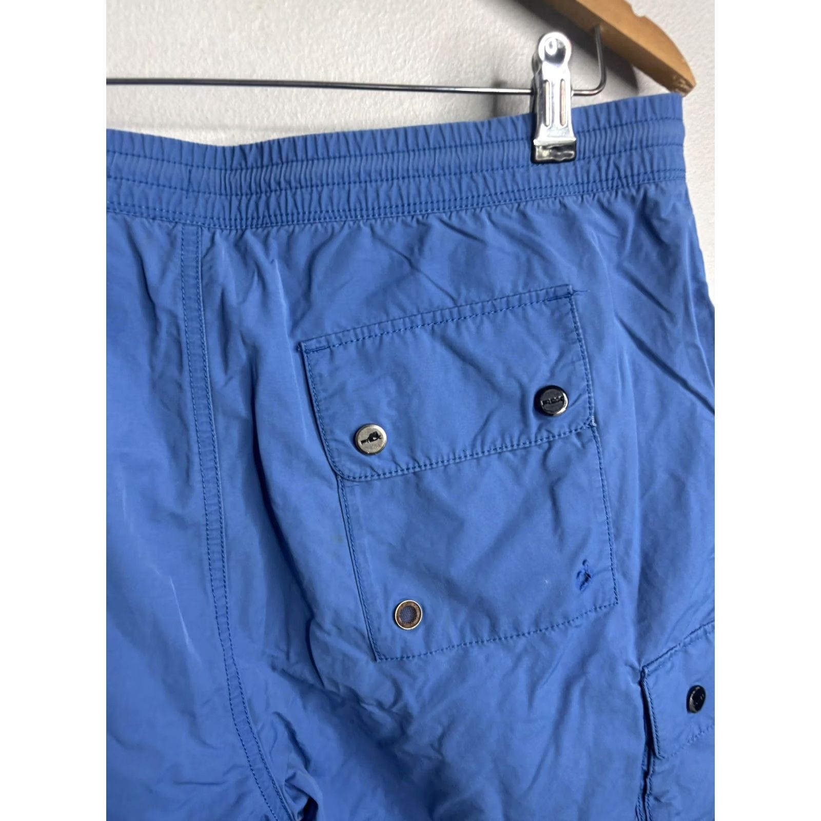 RLX Ralph Lauren RLX Ralph Lauren Mens Large Blue Swim Shorts Elastic Waist Cargo Pockets Trunks Size US 33 - 4 Thumbnail