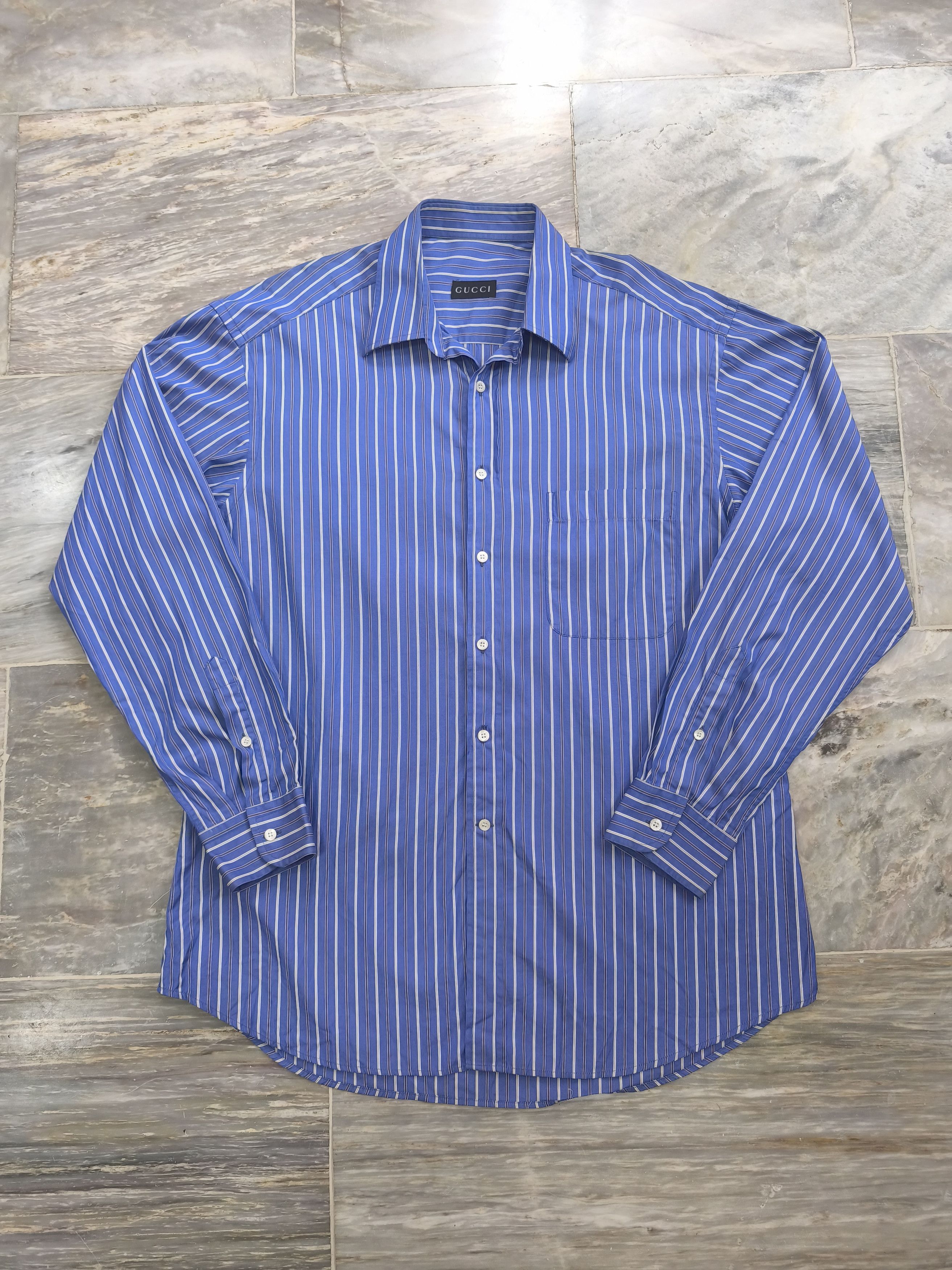 Gucci Gucci Tom Ford - Striped Button Up Shirt Size US XL / EU 56 / 4 - 1 Thumbnail