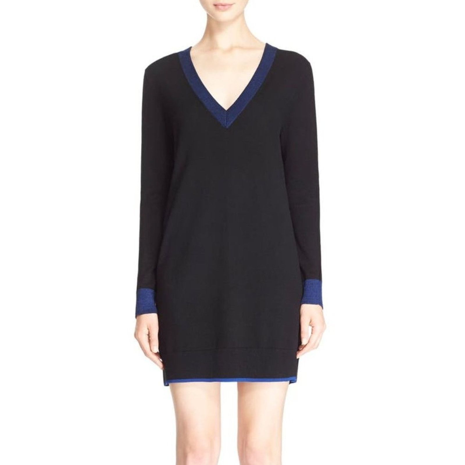 Rag & Bone Rag & Bone Kendra V-neck Merino Sweater Dress Black XS Size XS / US 0-2 / IT 36-38 - 1 Thumbnail