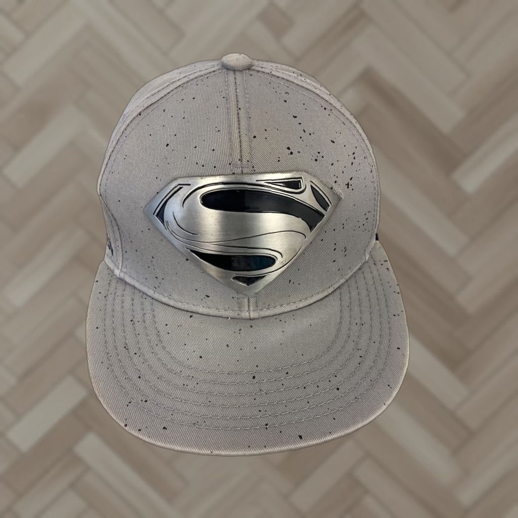 Vintage Gray Superman Hat One Size Fits All Metal Badge Gray Adjustable/ 200 Size ONE SIZE - 1 Thumbnail