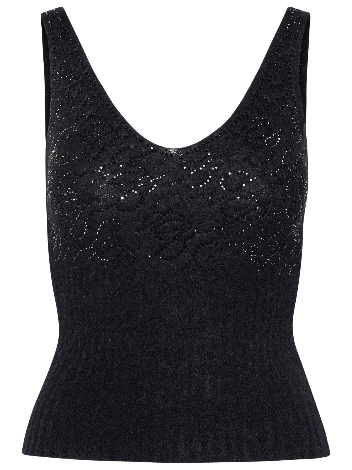 image of Blumarine Black Wool Blend Top, Women's (Size Medium)