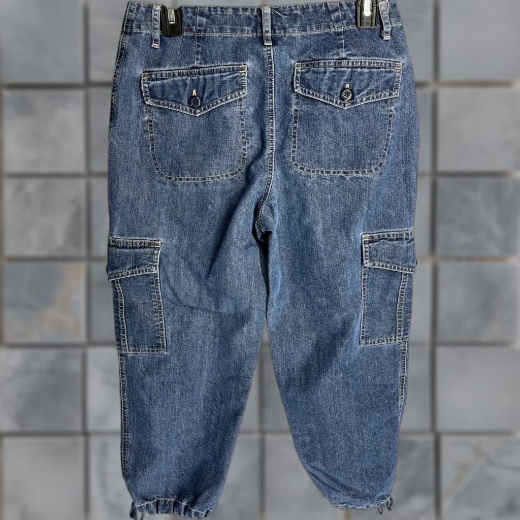 Gloria Vanderbilt Gloria Vanderbilt Jeans Cargo Dark Blue Mid Rise Cotton Capri Crop Womens Size 4 Denim Pockets Belt Loops Cargo Pocket Crop Style Jeans Womens Size 28" / US 6 / IT 42 - 1 Thumbnail