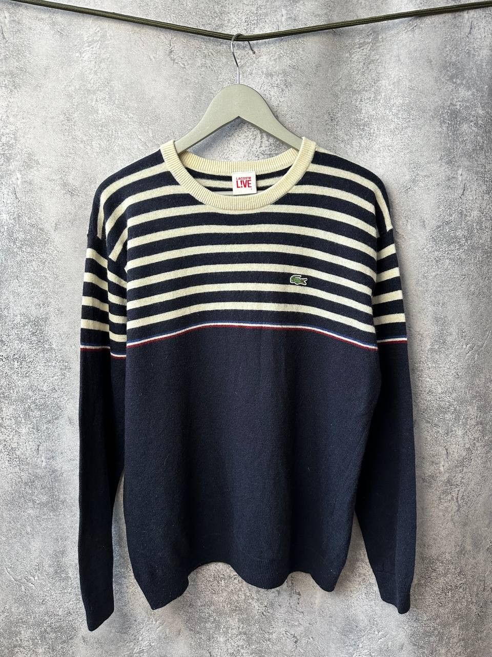 Lacoste Lacoste Live 7 Wool Knit Striped Vintage Sweater Crew Neck Size US XXL / EU 58 / 5 - 2 Thumbnail