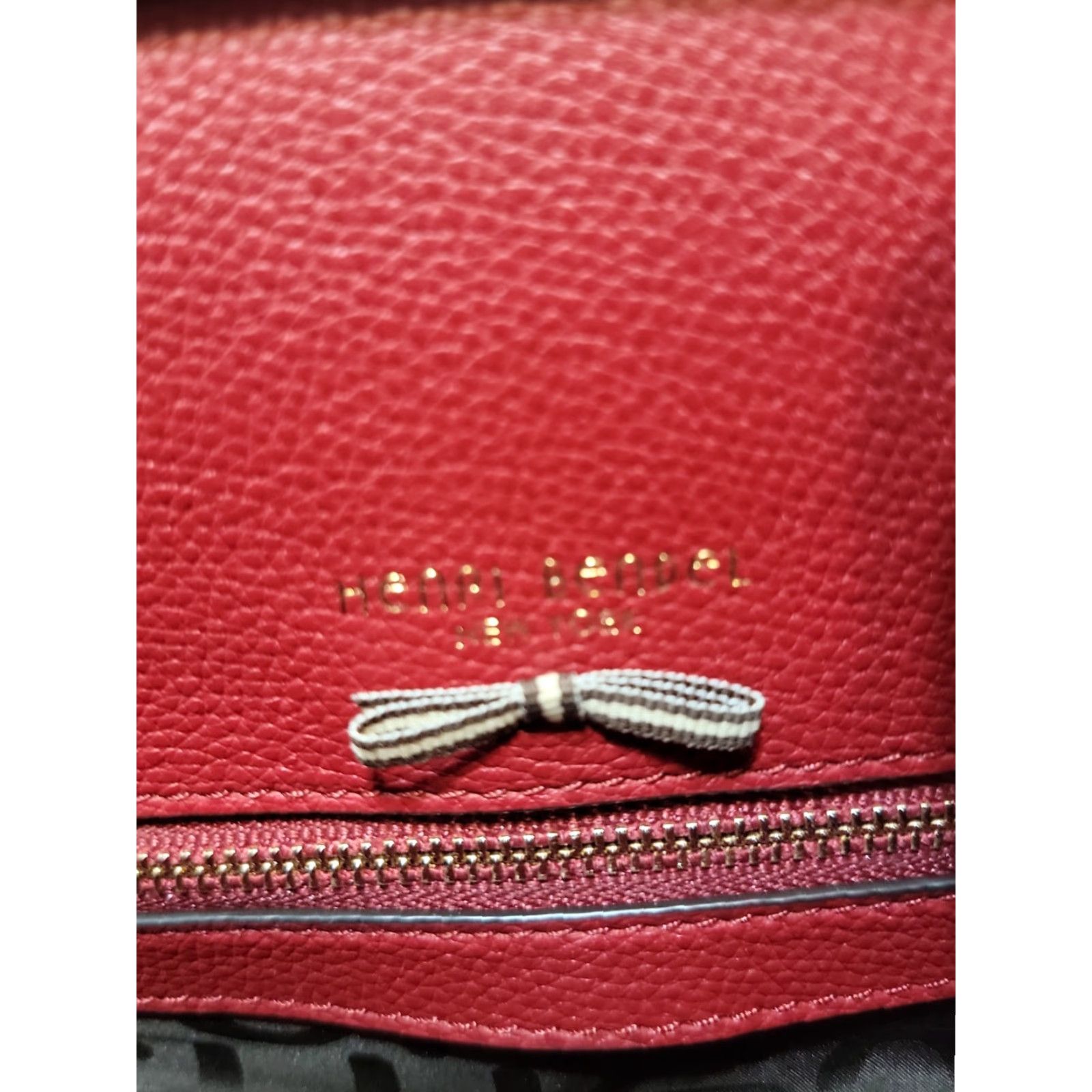 Henri Bendel Henri Bendel Red Leather New York Purse Tote Bag Womens Large Pebbled Leather Zip Bag 11x12x5 Size ONE SIZE - 4 Thumbnail