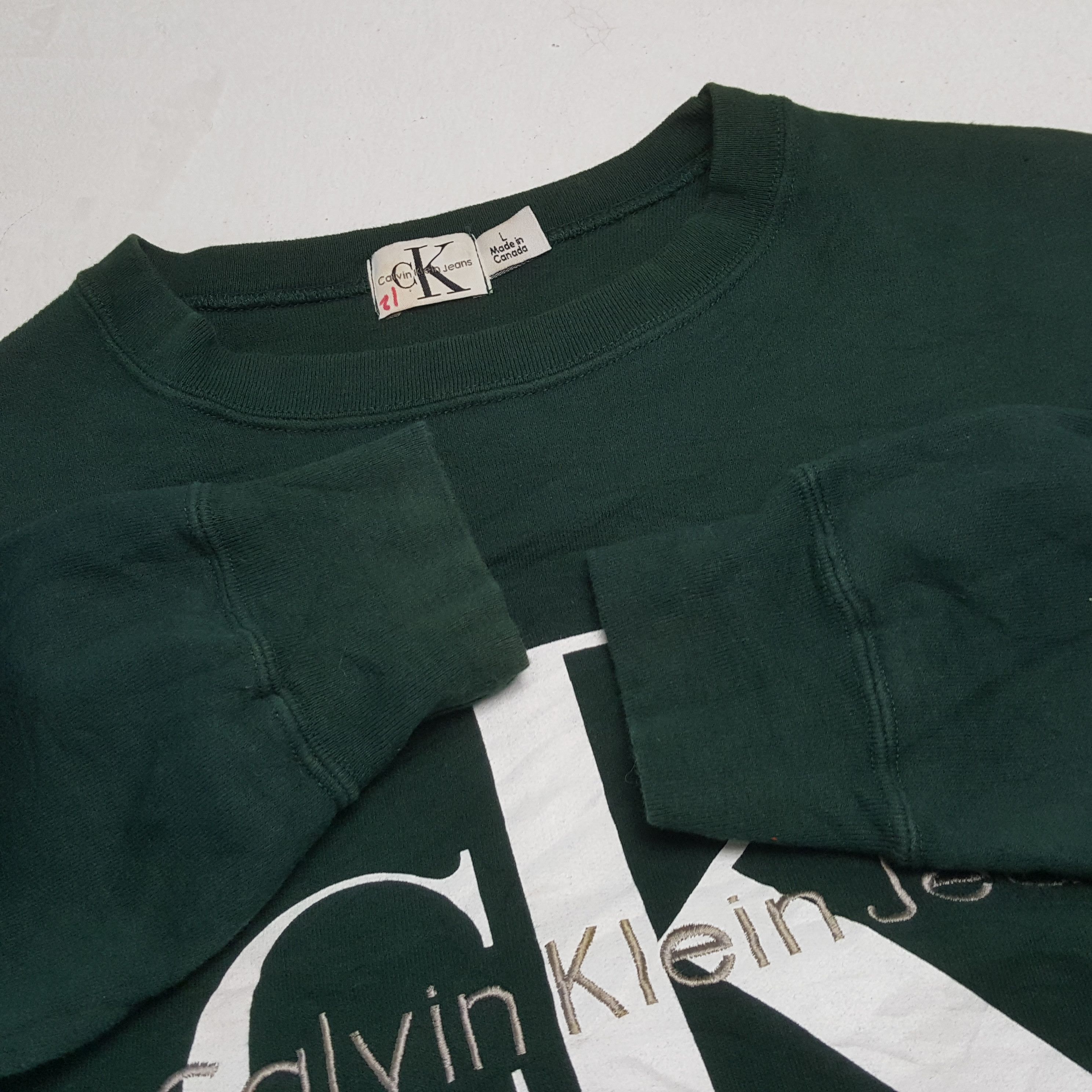 Calvin Klein × Vintage CALVIN KLEIN Logo Spellout Design Swetashirt Size US XL / EU 56 / 4 - 8 Thumbnail