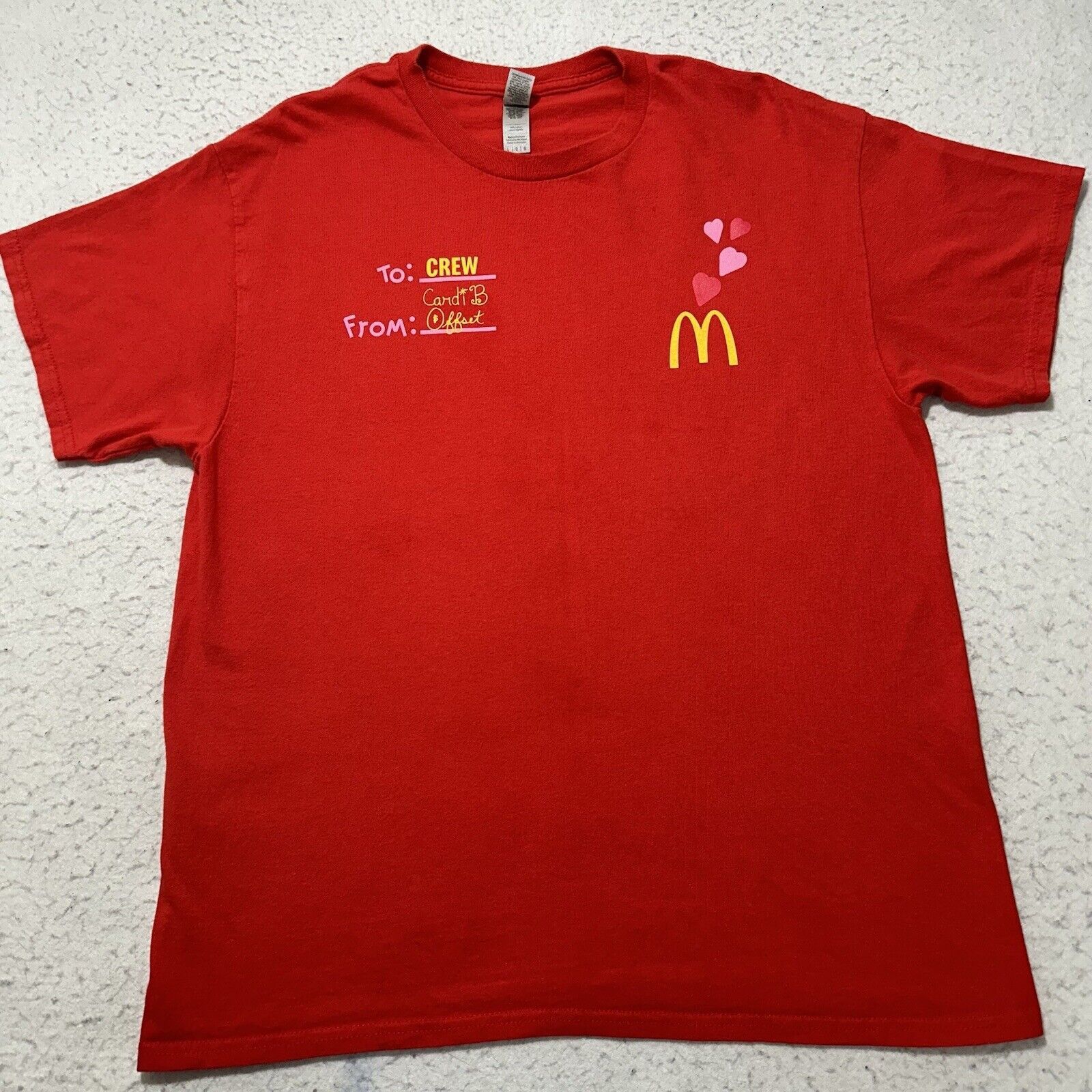 Gildan McDonald's Large Cardi B Offset Collab Logo Employee T Shirt Size US L / EU 52-54 / 3 - 1 Thumbnail
