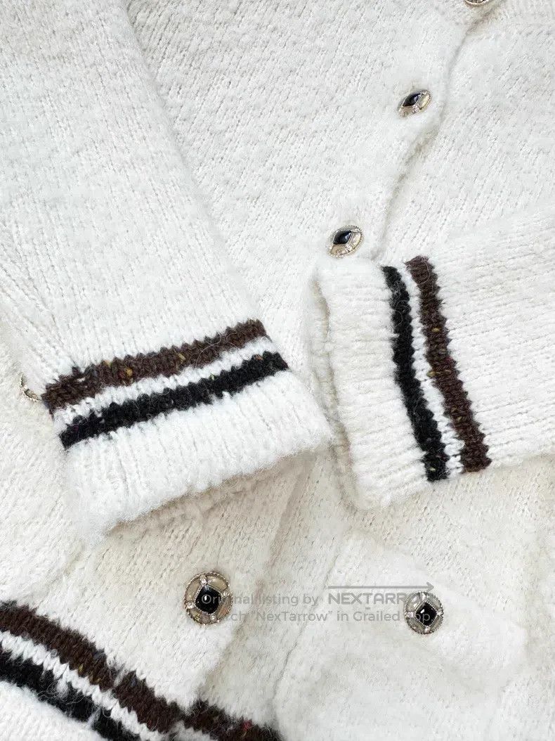Chanel Chanel Brown-edged cashmere knitted cardigan coat Size XS / US 0-2 / IT 36-38 - 5 Thumbnail