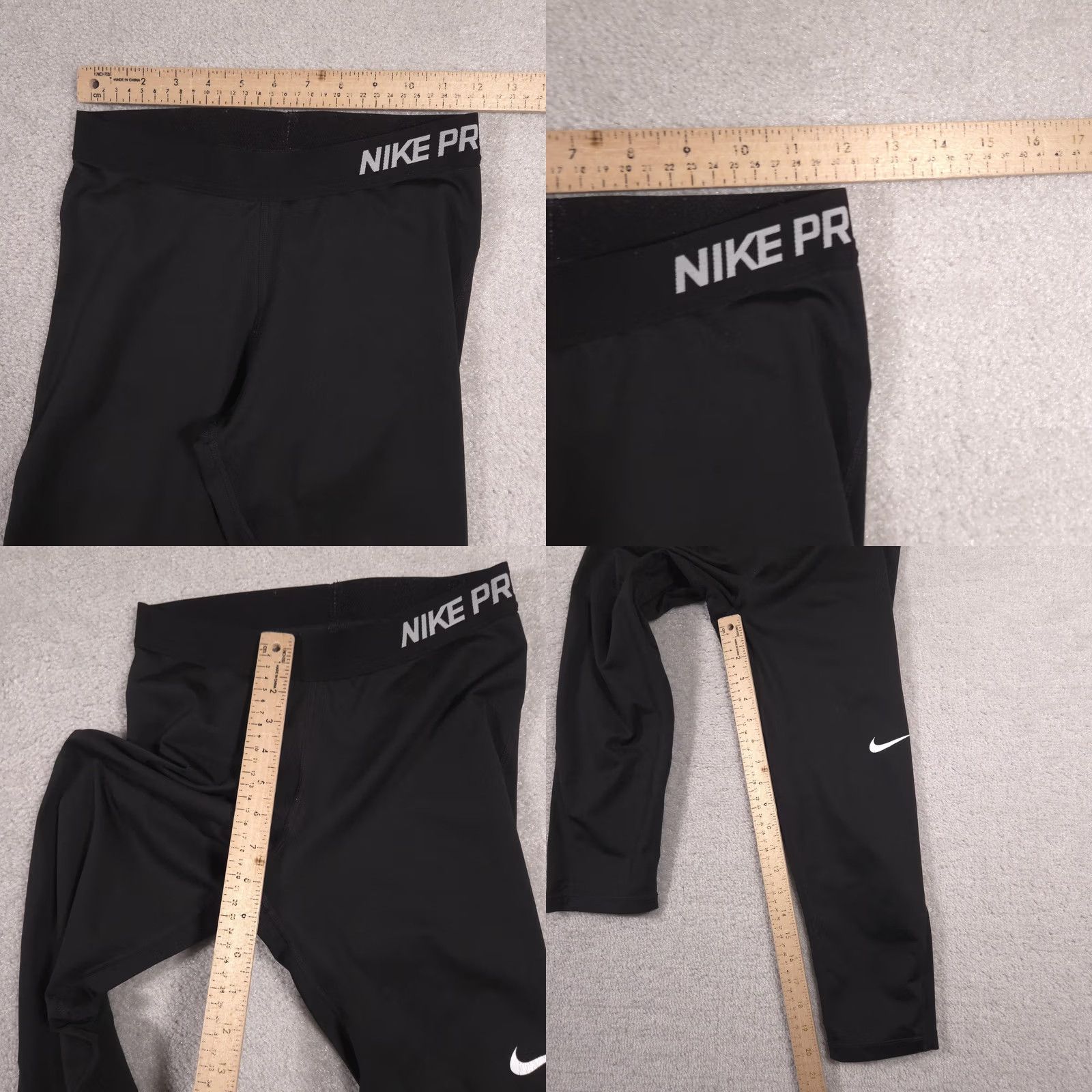 Nike VINTAGE Nike Pro Compression Pants Womens Medium Black 3/4 Leggings Dri-FIT Athletic Gym Size 32" / US 10 / IT 46 - 8 Thumbnail