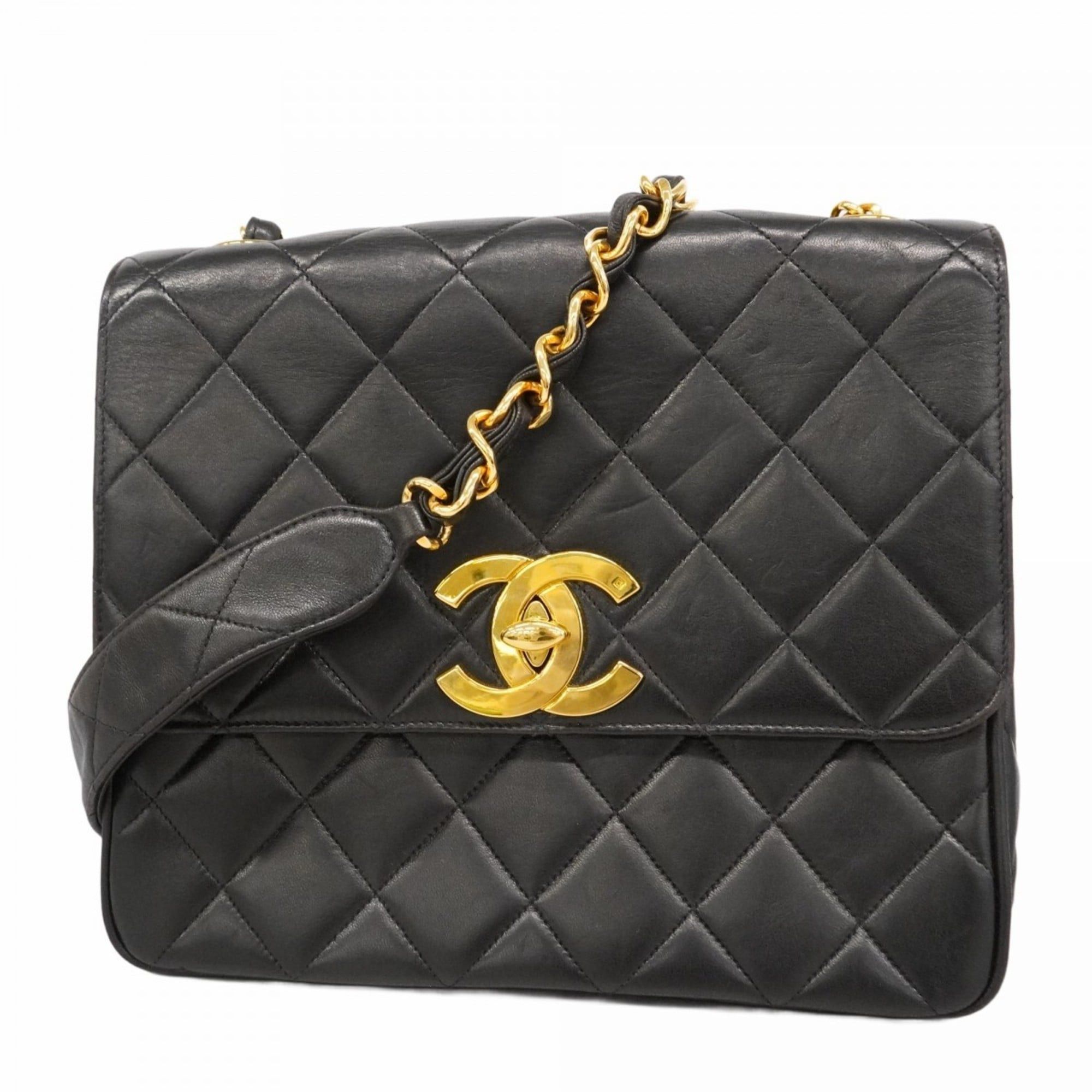 Chanel Matelasse Chain Shoulder Bag, Deca Coco Lambskin, Black 